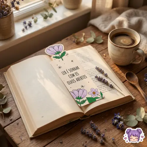 Marcador de Página Floral com Frases Motivacionais | Arquivo Dig