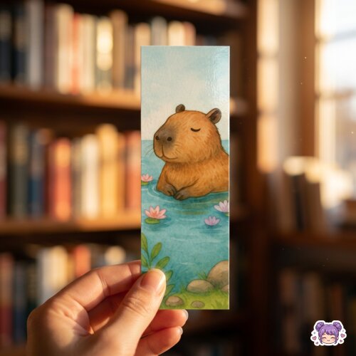 Marcadores de página de capivaras fofas e delicadas.