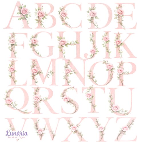 Letras Florais Decoradas para Imprimir | Alfabeto Completo PNG e PDF