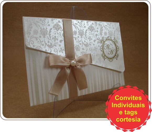 Convite de Casamento com Laço Mod. Dinamarca