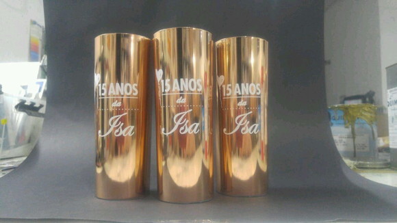 Copo Long Drink metalizado dourado