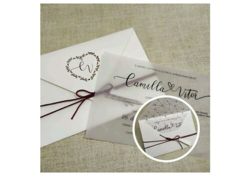 Convite Casamento Tradicional com Vegetal - Mod. Alemanha