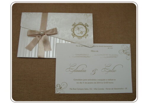 Convite de Casamento com Laço Mod. Dinamarca