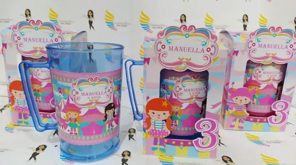 Caneca Acrílica na Caixa Circo Rosa
