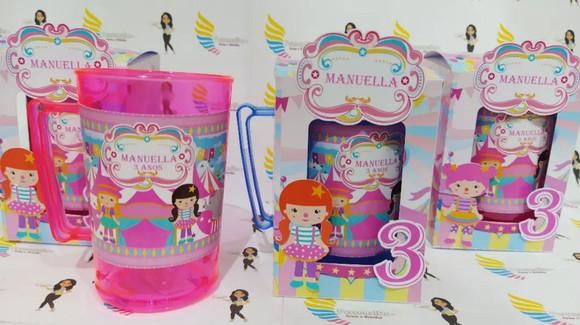 Caneca Acrílica na Caixa Circo Rosa