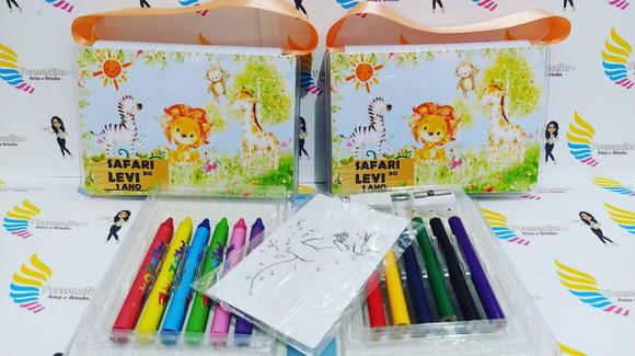 Kit Pintura estojo de colorir 18 peças Safari Aquarela
