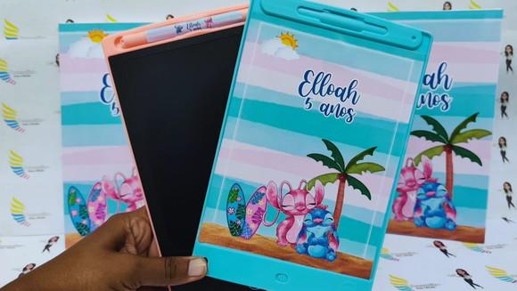 Lousa Tablet Mágico Personalizada Stitch e Angel
