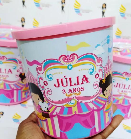 Pote Tipo Ninho Personalizado Circo Rosa