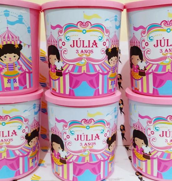 Pote Tipo Ninho Personalizado Circo Rosa