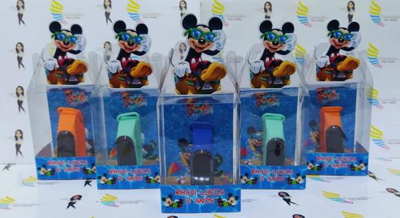 Relógio na Caixinha de Acetato Lembrançinhas Mickey Praia