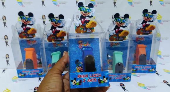 Relógio na Caixinha de Acetato Lembrançinhas Mickey Praia