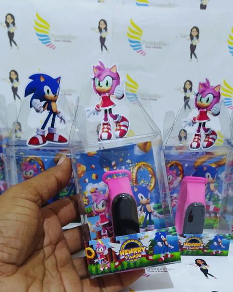 Relógio na Caixinha de Acetato Lembrançinhas Sonic