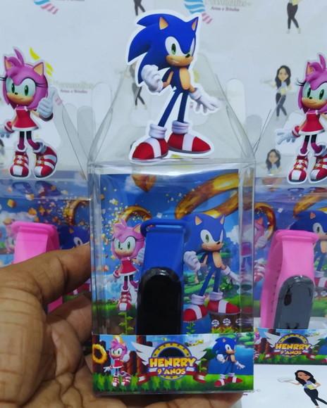 Relógio na Caixinha de Acetato Lembrançinhas Sonic