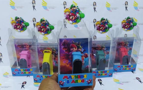 Relógio na Caixinha de Acetato Lembrançinhas Super Mario