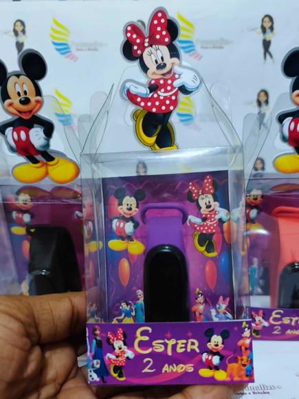 Relógio na Cx. de Acetato Lembrançinha Disney Celebre