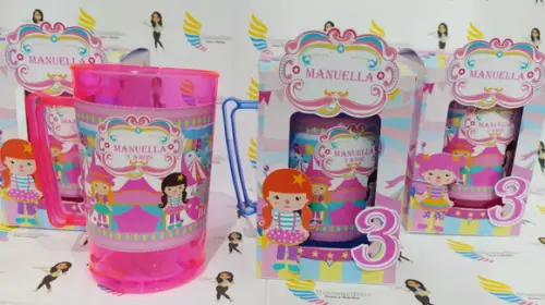 Caneca Acrílica na Caixa Circo Rosa