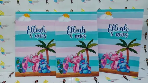 Lousa Tablet Mágico Personalizada Stitch e Angel