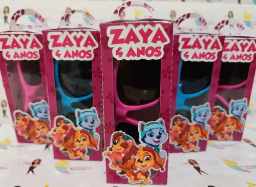 Óculos de Sol na Caixa Personalizada - Patrulha Canina Rosa