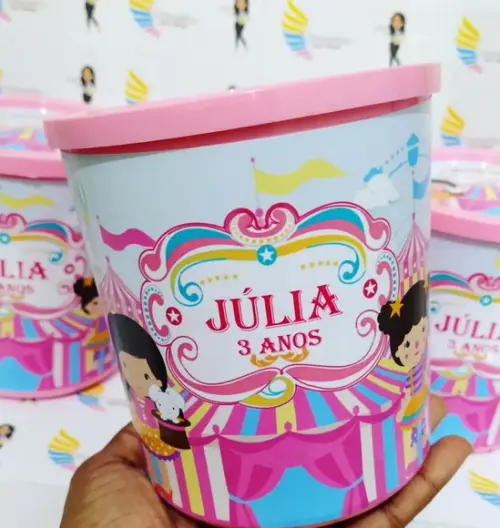 Pote Tipo Ninho Personalizado Circo Rosa