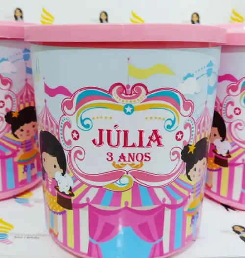 Pote Tipo Ninho Personalizado Circo Rosa
