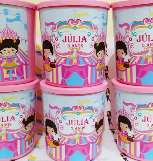 Pote Tipo Ninho Personalizado Circo Rosa