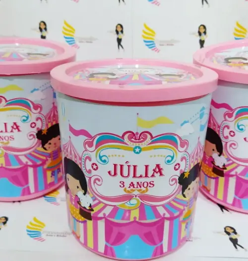 Pote Tipo Ninho Personalizado Circo Rosa