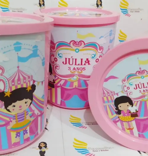Pote Tipo Ninho Personalizado Circo Rosa