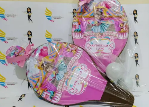 Raquete Personalizada Circo Rosa