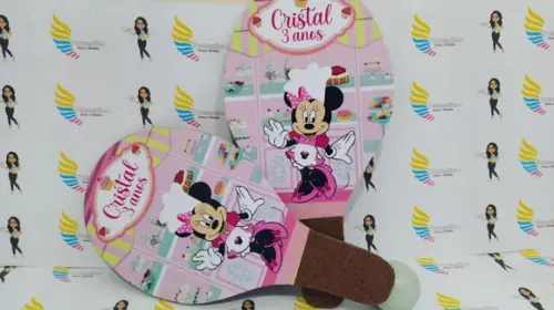 Raquete Personalizada Minnie Confeiteira