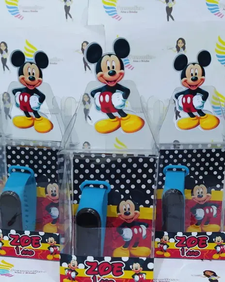 Relógio na Caixinha de Acetato Lembrançinhas Mickey