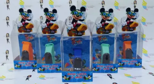 Relógio na Caixinha de Acetato Lembrançinhas Mickey Praia