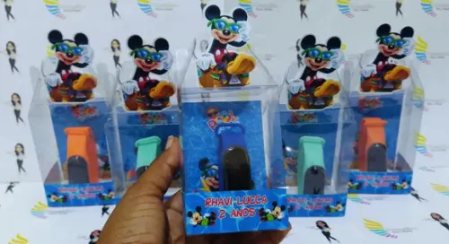 Relógio na Caixinha de Acetato Lembrançinhas Mickey Praia