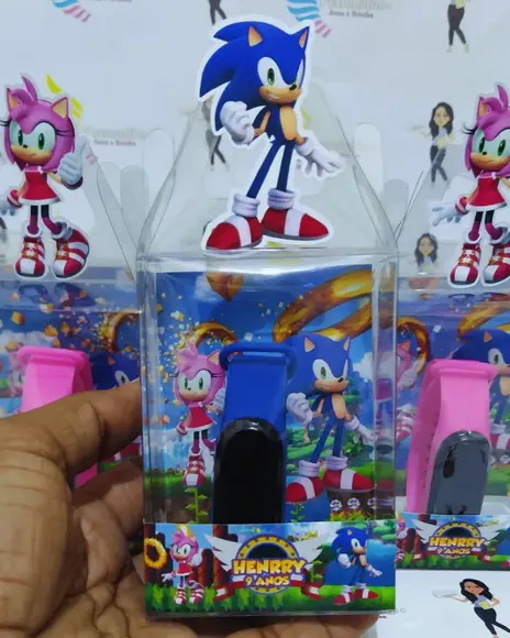 Relógio na Caixinha de Acetato Lembrançinhas Sonic