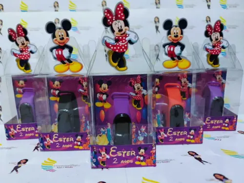 Relógio na Cx. de Acetato Lembrançinha Disney Celebre