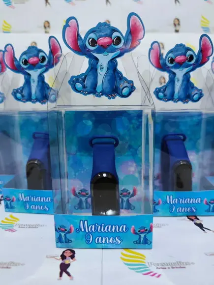 Relógio na Cx. de Acetato Lembrançinha Stitch
