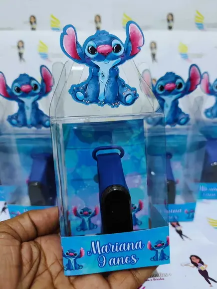 Relógio na Cx. de Acetato Lembrançinha Stitch