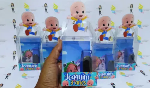 Relógio na Cx. de Acetato Lembrançinhas Cleo e o Cuquin