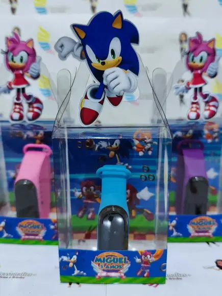 Relógio na Cx. de Acetato Lembrançinhas Sonic