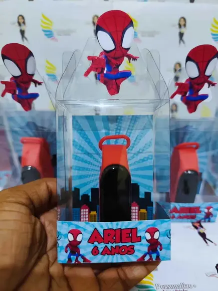 Relógio na Cx. de Acetato Lembrançinhas Homem Aranha