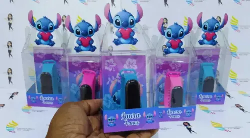 Relógio na Cx. de Acetato Lembrançinhas Stitch