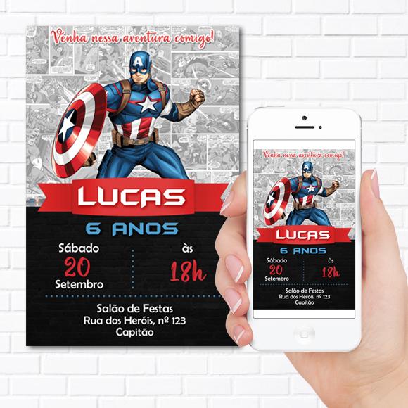 Convite Digital Batman ou Homem Aranha ou Hulk ou Capitão Améri