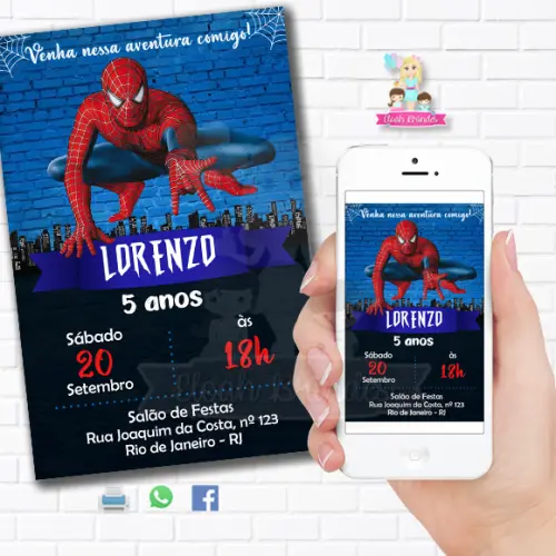Convite Digital Batman ou Homem Aranha ou Hulk ou Capitão Améri
