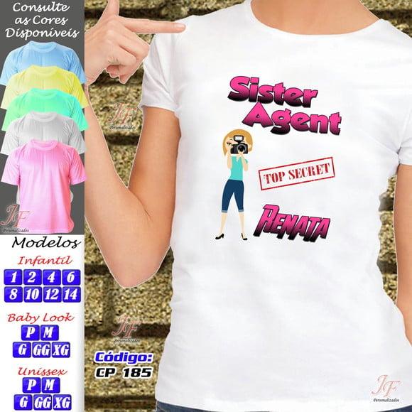 01 Camiseta Adulto Infantil Agente Secreto Personalizada