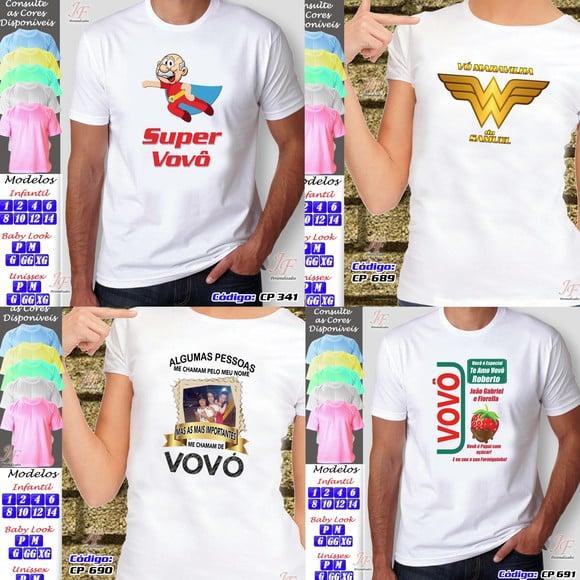 01 Camiseta Adulto Infantil Avós Personalizada