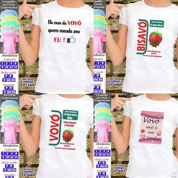 01 Camiseta Adulto Infantil Avós Personalizada