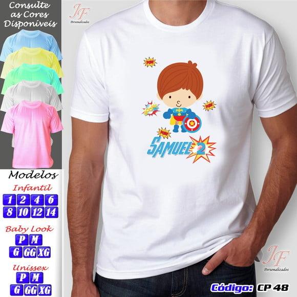 01 Camiseta Adulto Infantil Capitão América Personalizada