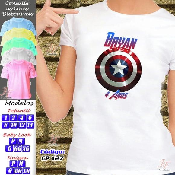 01 Camiseta Adulto Infantil Capitão América Personalizada
