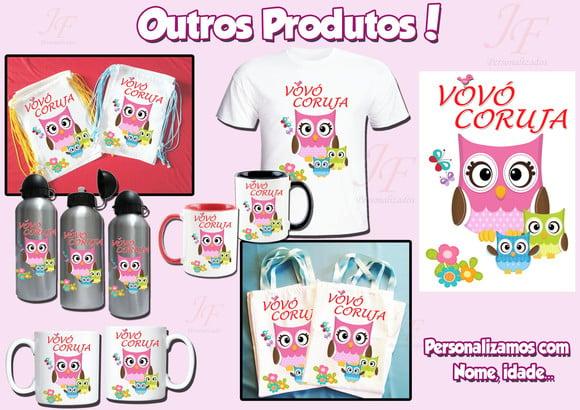 01 Camiseta Adulto Infantil Coruja Personalizada