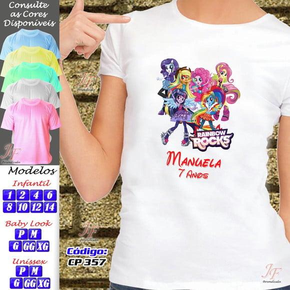 01 Camiseta Adulto Infantil Equestria Girls Personalizada