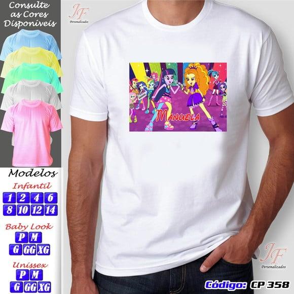 01 Camiseta Adulto Infantil Equestria Girls Personalizada